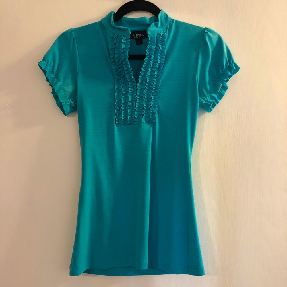 A. Byer light blue ruffle shirt
